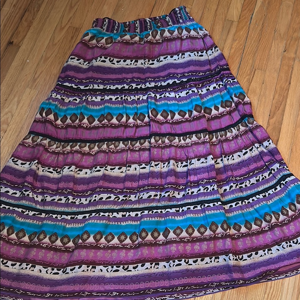Sumo Purple and Blue Boho Maxi Skirt. Size Medium
